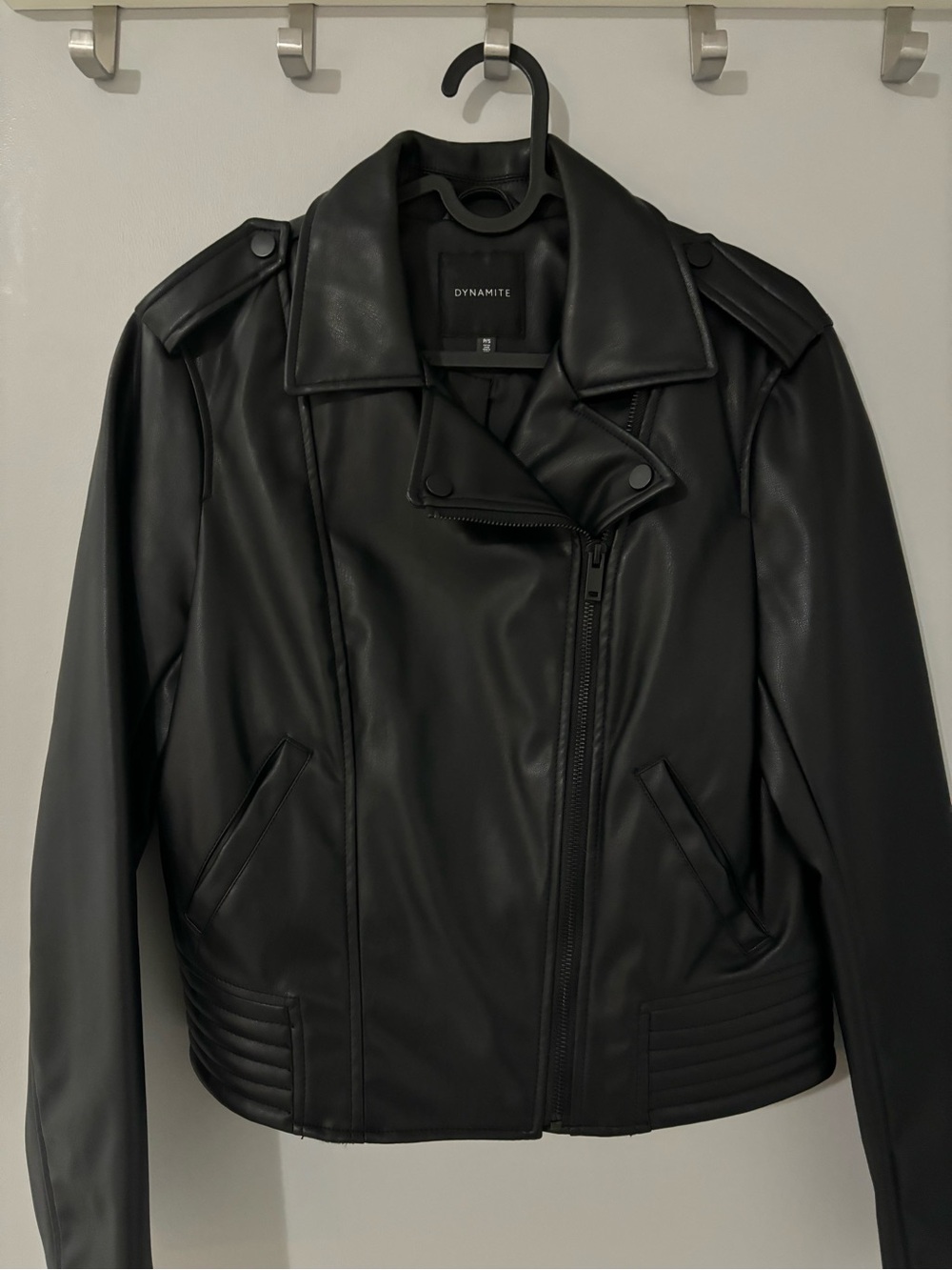 Dynamite Black Faux Leather Biker Jacket